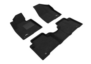 Hyundai Santa Fe Sport Floor Mat Set - Front and Rear - 3D MAXpider - Elegant Series - Black - `13-`18